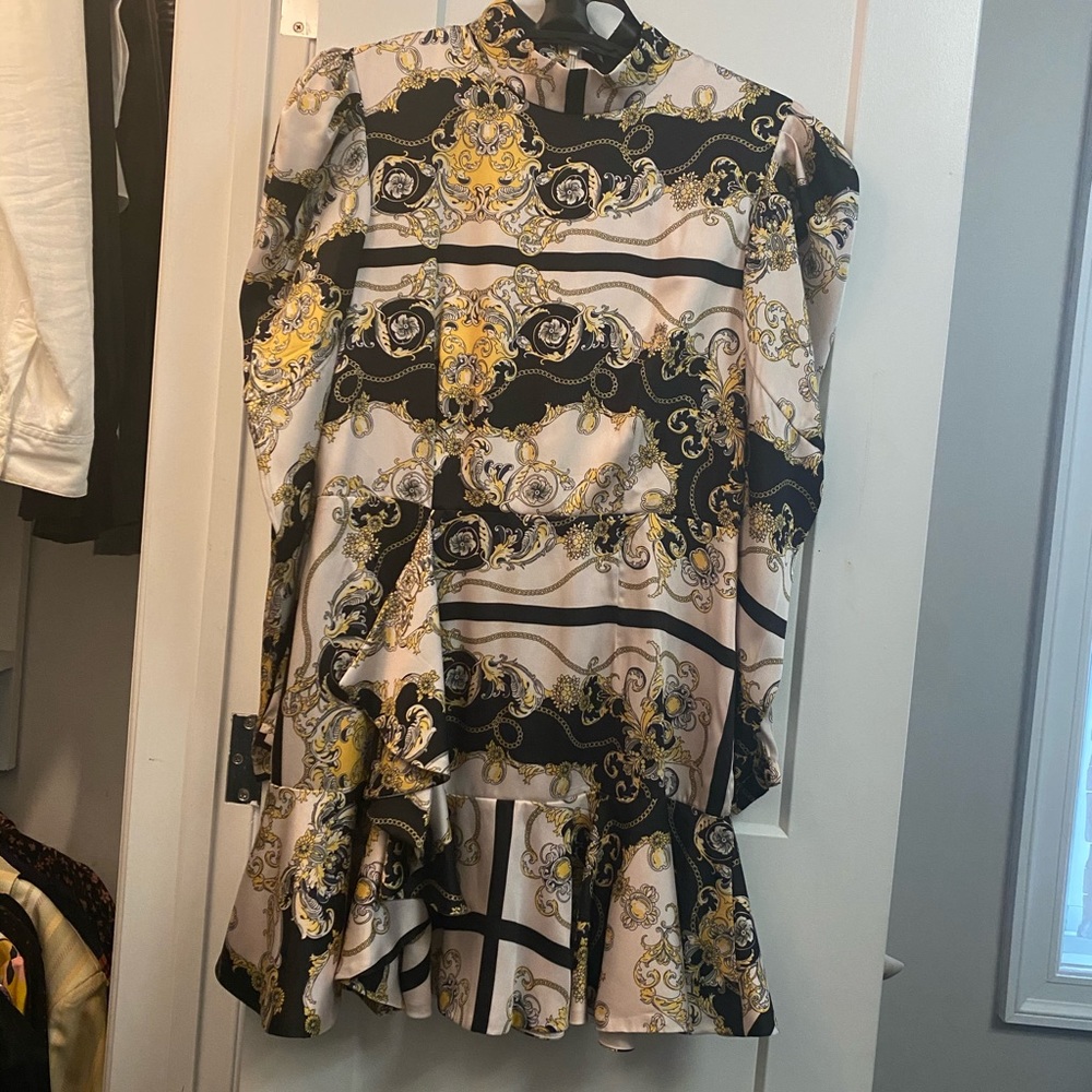 Puff sleeve Bardot dress